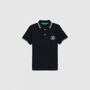 Polos Psycho Bunny Santa Fe Pique Polo Niños Negros | YU1805379