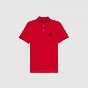Polos Psycho Bunny Santa Fe Pique Polo Shirt Hombre Rojos | EA7031426