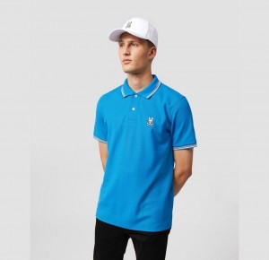 Polos Psycho Bunny Sona Collar Stripe Fashion Polo Hombre Azules | EV2704835