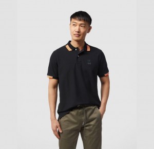 Polos Psycho Bunny Stanton Short Sleeve Knit Polo Shirts Hombre Negros | KX6980317