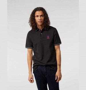 Polos Psycho Bunny Wardell Polo Hombre Negros | ZH0293148