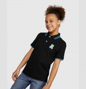 Polos Psycho Bunny Wardell Short Sleeve Polo Niños Negros | NC4316295
