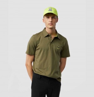 Polos Psycho Bunny Waverly Jersey Bunny Logo Polo Hombre Verde Oliva Oscuro | AG4371892