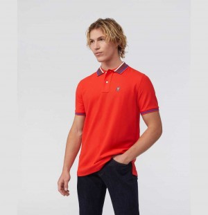 Polos Psycho Bunny York Stripe Collar Polo Hombre Rojos | PN3962718