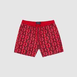 Ropa de Baño Psycho Bunny Apple Valley Swim Trunk Hombre Rojos | MU9457623