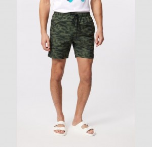 Ropa de Baño Psycho Bunny Rockaway Camo Swim Shorts Hombre Verde Oliva Oscuro | VD3490187