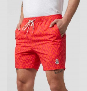 Short Psycho Bunny Acker Swim Shorts Hombre Rosas | VQ9462807