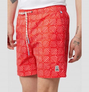 Short Psycho Bunny Balden Swim Shorts Hombre 623 Bright Poppy | RS0987564