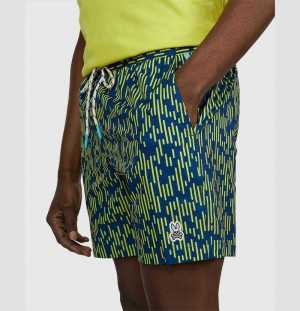 Short Psycho Bunny Carson Stripe Swim Trunks Hombre Azules | AL7514960