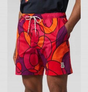 Short Psycho Bunny Darwin Swim Shorts Hombre 659 Bright Fuschia | SE0142586