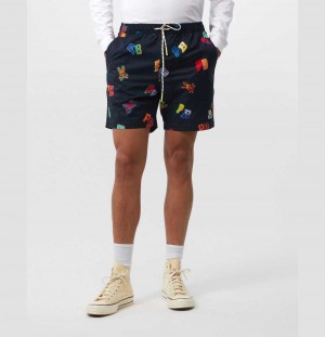 Short Psycho Bunny Fulton Swim Trunks Hombre Azul Marino | XQ1679543