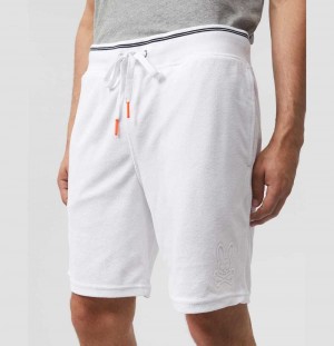 Short Psycho Bunny Greyson Towel Terry Sweat Shorts Hombre Blancos | NG5067819