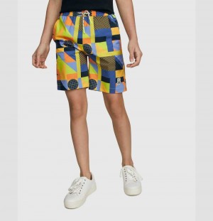 Short Psycho Bunny Henry Deco Swim Trunks Niños Azul Marino | IX6901847