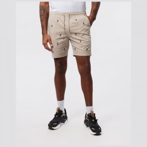 Short Psycho Bunny Isles Embroidered Elastic Waist Short Hombre 921 Sandstone | ON0592746
