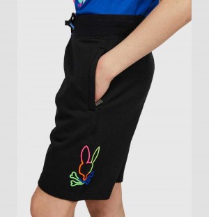 Short Psycho Bunny Leo Bunny Shorts Niños Negros | QW4051937