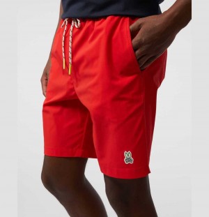 Short Psycho Bunny Long Hydrochromic Swim Trunks Hombre Rojos | PD1073524