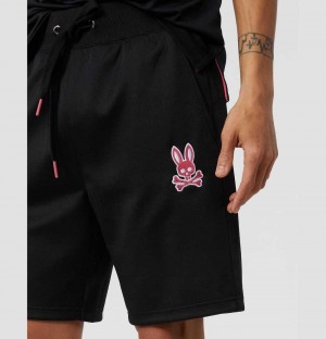 Short Psycho Bunny Mallet Track Shorts Hombre Negros | VO7615924