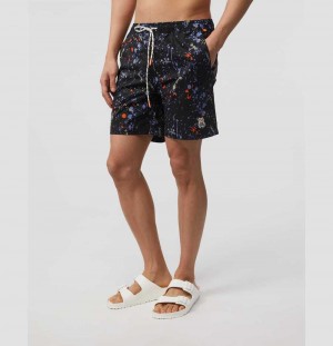 Short Psycho Bunny Waverly Splatter Swim Shorts Hombre Negros | UT2301947