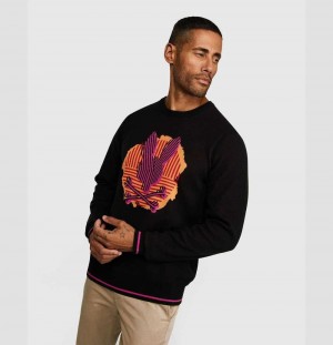 Suéteres Psycho Bunny Acker Graphic Sweater Hombre Negros | ED5623987