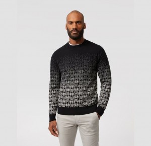 Suéteres Psycho Bunny Ashwood Gradient Bunny Sweater Hombre Negros | XE3748691
