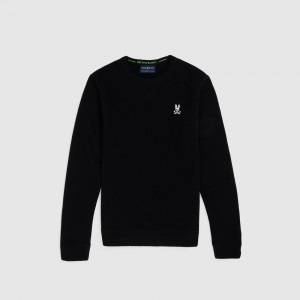 Suéteres Psycho Bunny Carson Wool Cashmere Sweater Hombre Negros | CR5903172