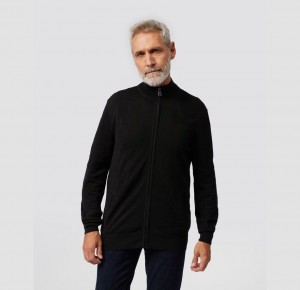 Suéteres Psycho Bunny Lacomb All Over Bunny Zip Sweater Hombre Negros | PE2567138