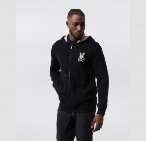 Suéteres Psycho Bunny Largo Zip Up Sweater Hombre Negros | QV4256397