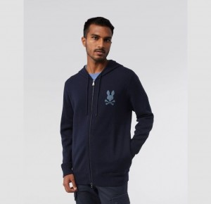 Suéteres Psycho Bunny Largo Zip Up Sweater Hombre Azul Marino | JE6152438