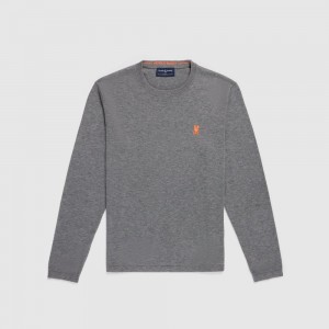 Suéteres Psycho Bunny Lennox Wool Sweater Hombre 065 Heather Stone | QM0417958