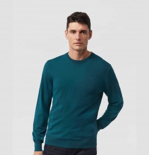 Suéteres Psycho Bunny Moore Intarsia Merino Wool Sweater Hombre 407 Spruce | NM9483750