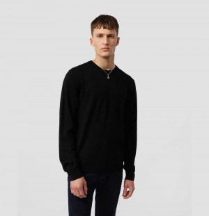 Suéteres Psycho Bunny Moore Intarsia Merino Wool Sweater Hombre Negros | LV5716302