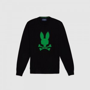 Suéteres Psycho Bunny Palmdale Wool Sweater Hombre Negros | CV1093268