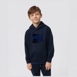 Sweaters & Hoodies Psycho Bunny Kona Popover Hoodie Niños Azul Marino | LS0816734