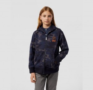 Sweatshirts And Hoodies Psycho Bunny Allen Camo Zip Up Hoodie Niños 402 North Sea | JC0365148