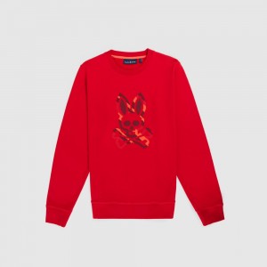 Sweatshirts And Hoodies Psycho Bunny Apple Valley Crew Sweatshirt Hombre Rojos | ZW0281356