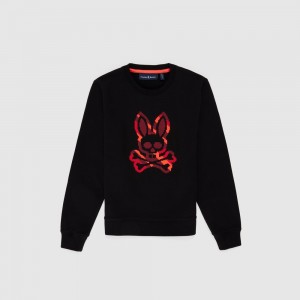Sweatshirts And Hoodies Psycho Bunny Apple Valley Crew Sweatshirt Niños Negros | MA5302691