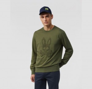 Sweatshirts And Hoodies Psycho Bunny Bank Sweatshirt Hombre Verde Oliva Oscuro | TR0765423