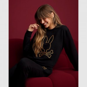 Sweatshirts And Hoodies Psycho Bunny Beaumont Sweatshirt Mujer Negros | WI0398415