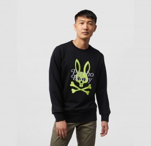 Sweatshirts And Hoodies Psycho Bunny Cortlandt Bunny Crew Neck Sweatshirt Hombre Negros | QY9326107