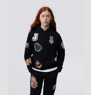 Sweatshirts And Hoodies Psycho Bunny Cotl Hoodie Niños Negros | TD9243587