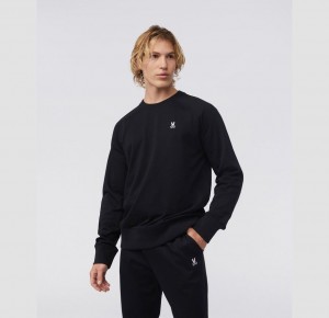 Sweatshirts And Hoodies Psycho Bunny French Terry Raglan Sweatshirt Hombre Negros | DQ3892706