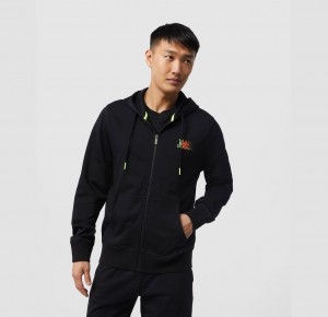 Sweatshirts And Hoodies Psycho Bunny French Terry Lafayette Zip Hoodie Hombre Negros | QX7840592