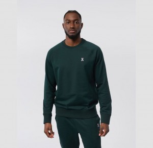 Sweatshirts And Hoodies Psycho Bunny French Terry Raglan Sweatshirt Hombre Verdes | CO9132058