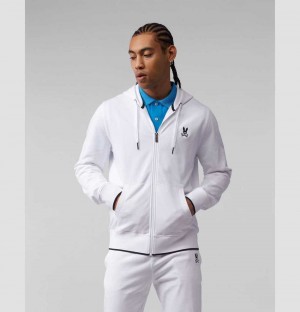 Sweatshirts And Hoodies Psycho Bunny Full Zip French Terry Hoodie Hombre Blancos | AR4801236
