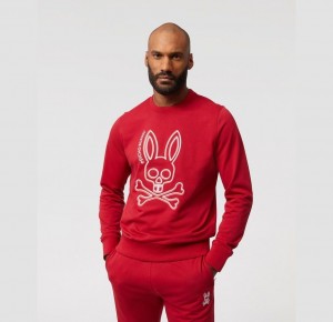 Sweatshirts And Hoodies Psycho Bunny Gresham Embroidered Bunny Sweatshirt Hombre Rojos | MI1975082