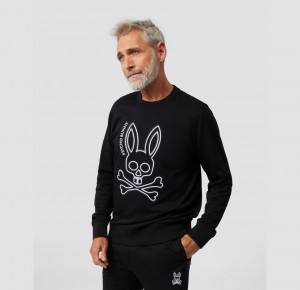 Sweatshirts And Hoodies Psycho Bunny Gresham Embroidered Bunny Sweatshirt Hombre Negros | OY9587140