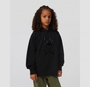 Sweatshirts And Hoodies Psycho Bunny Hayden Gloss Bunny Logo Hoodie Niños Negros | JX4029871