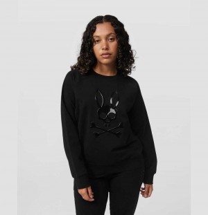Sweatshirts And Hoodies Psycho Bunny Hayden Gloss Bunny Crew Sweatshirt Mujer Negros | FW0328746