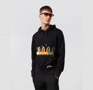 Sweatshirts And Hoodies Psycho Bunny Lafayette Bunny Logo Hoodie Hombre Negros | DQ9718426