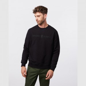 Sweatshirts And Hoodies Psycho Bunny Maywood Crew Sweatshirt Hombre Negros | EK5823167